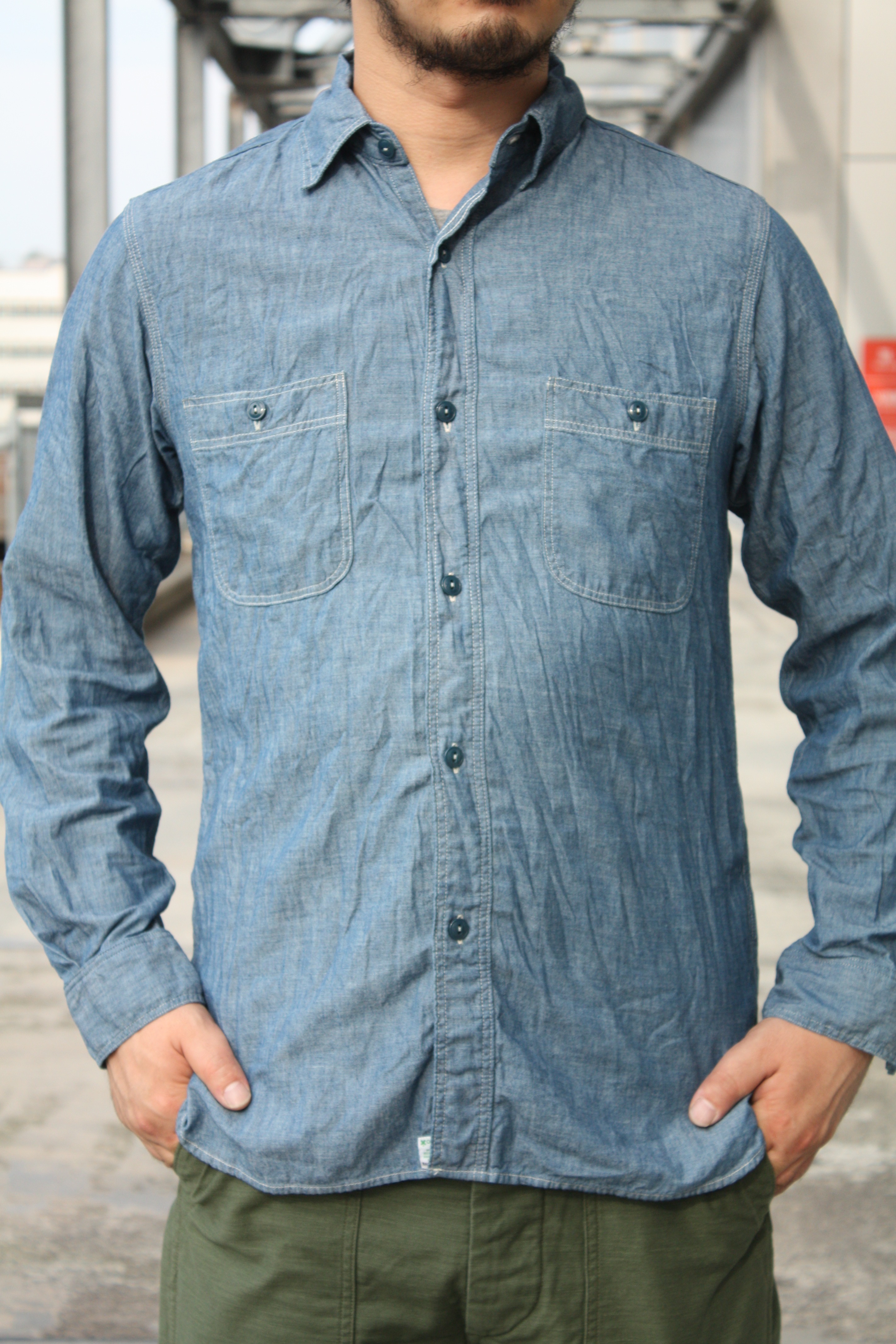 マリナボーダー slow chambray fatigue jacket | ochge.org