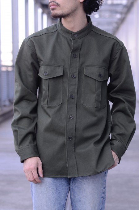 BONCOURA / Cpo Shirt Bandcollar “English Twill Olive” | ARCH ...