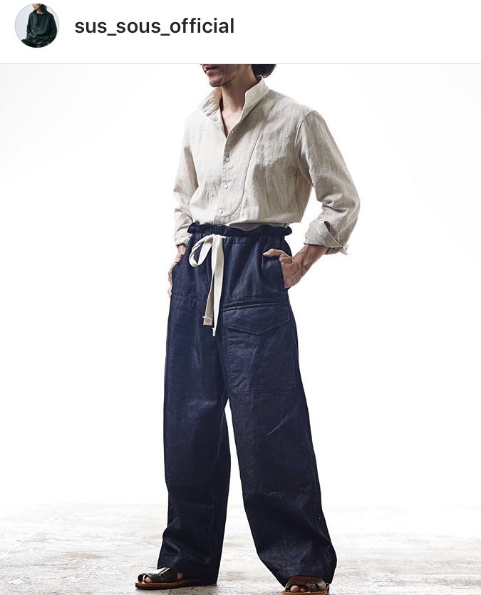 新作グッ -Trousers Indigo- SUS-SOUSシュスMK-1 sus-sous TROUSERS