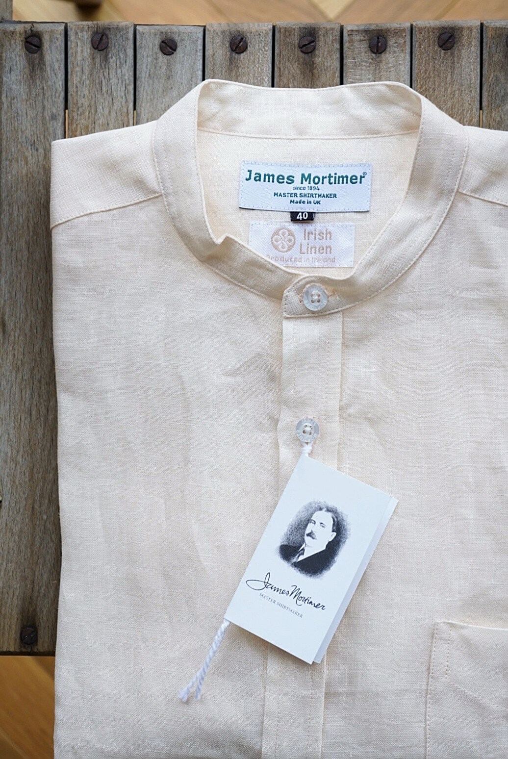 James Mortimer Band Collar Shirt “Irish Linen” | ARCH 市電通り