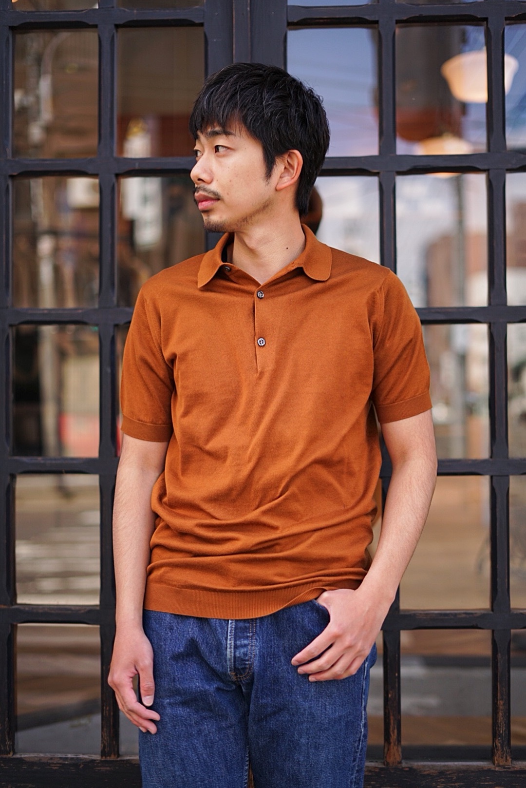 JOHN SMEDLEY ジョンスメドレー ウールニットポロシャツ GINGER