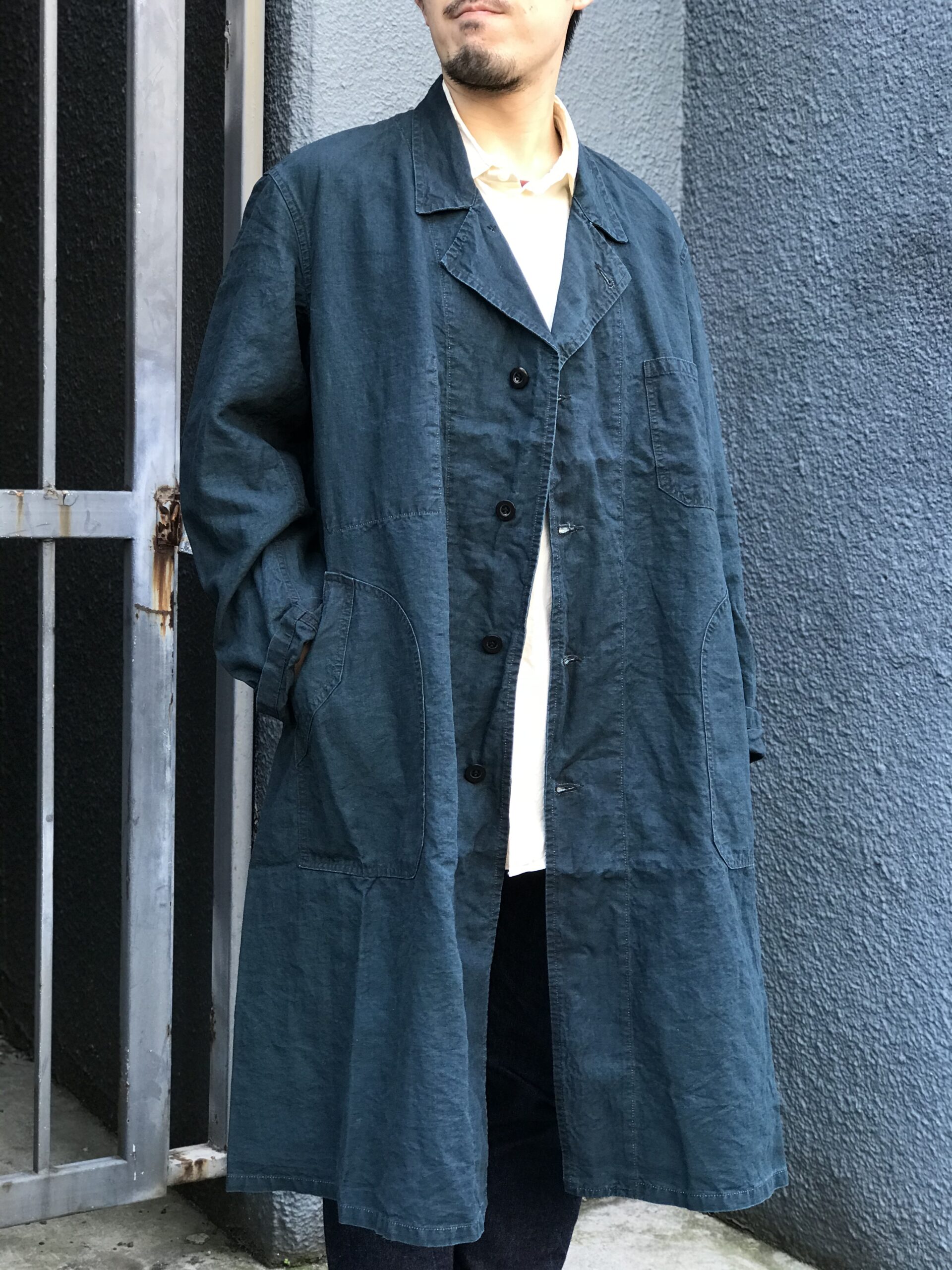 OUTIL MANTEAU AZE BLACK INDIGO - ブルゾン