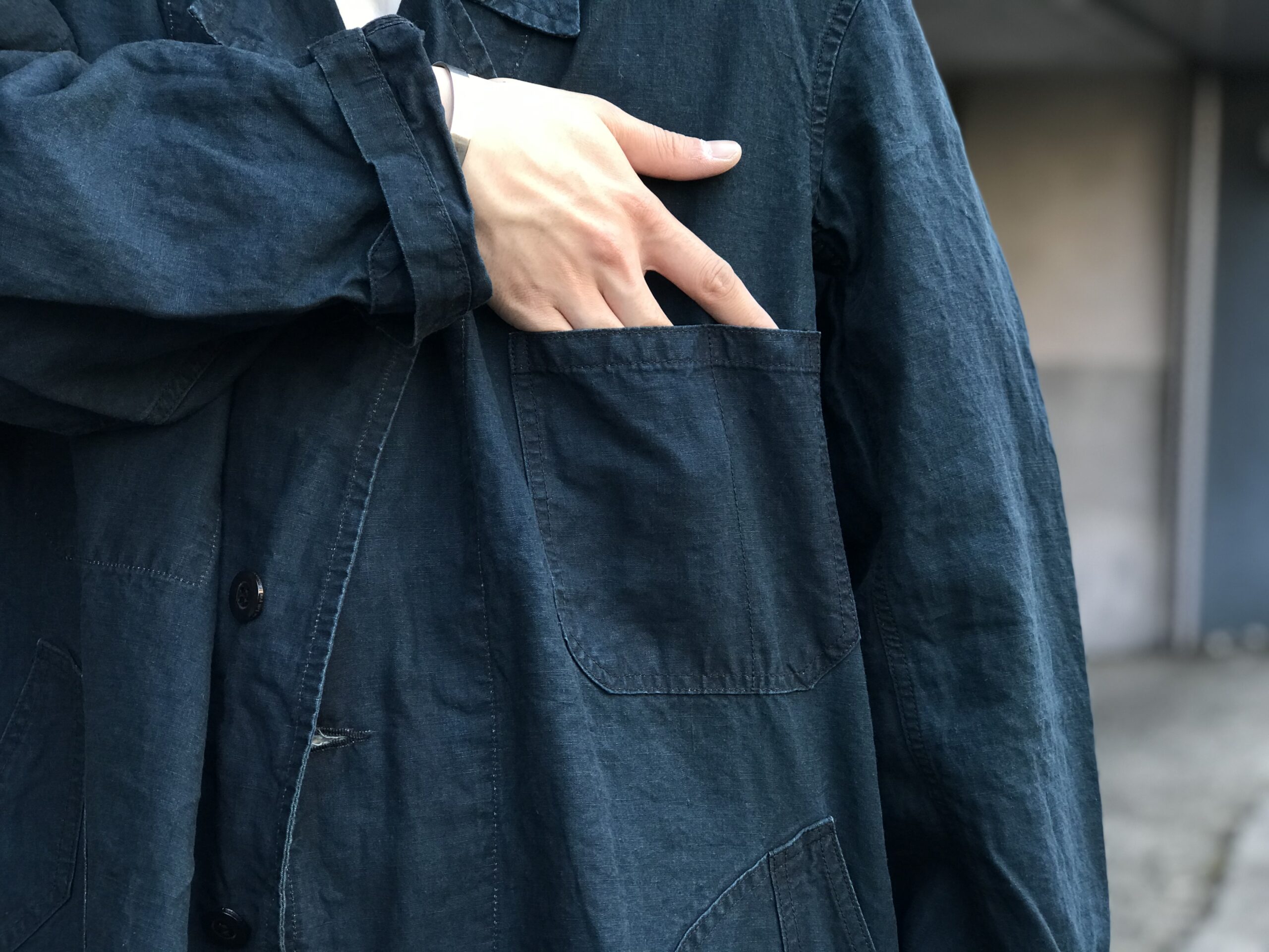 サントスピンク outil ウティ MANTEAU PUPILLIN Black indigo | www