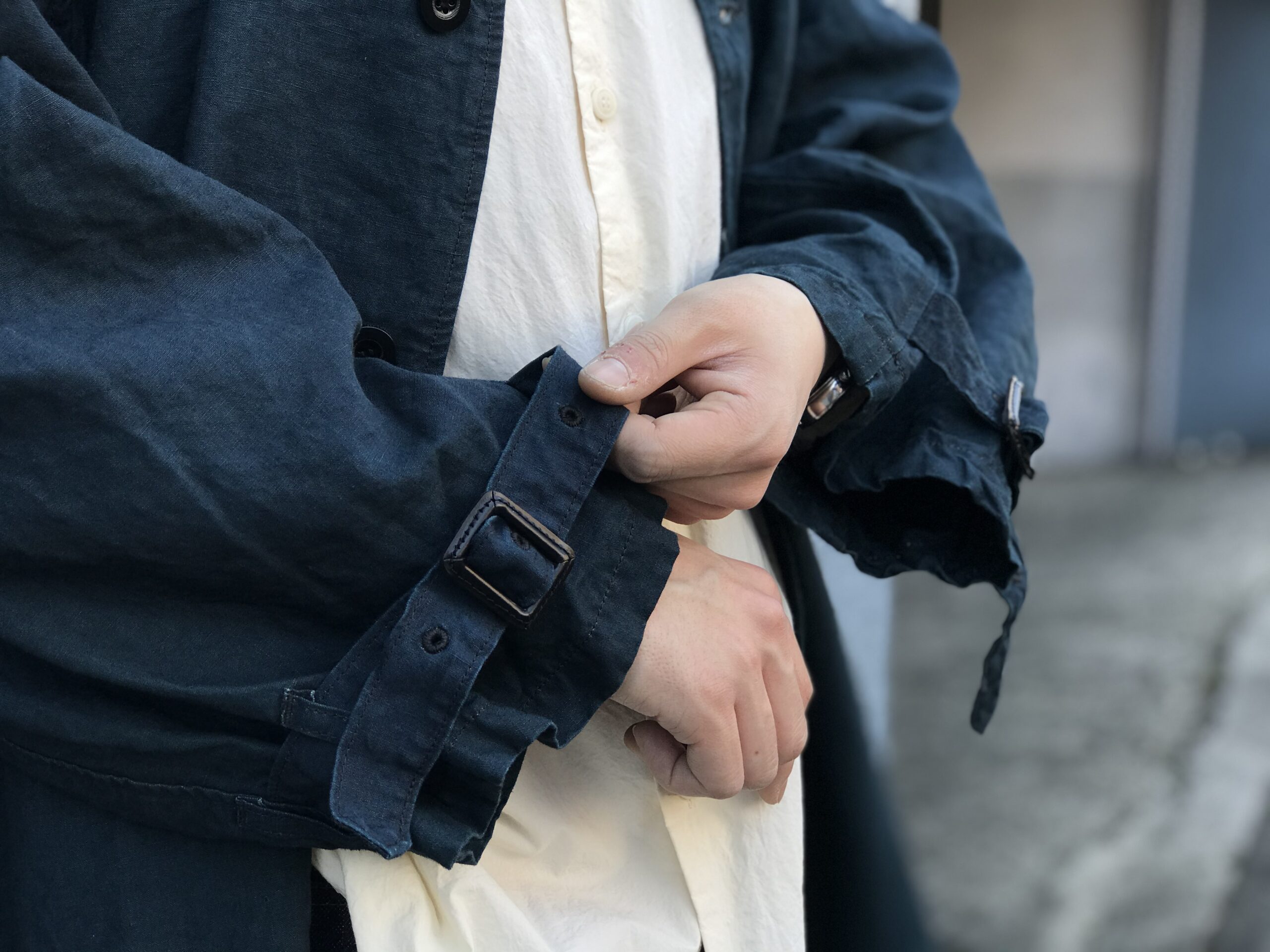 OUTIL MANTEAU AZE BLACK INDIGO - ブルゾン