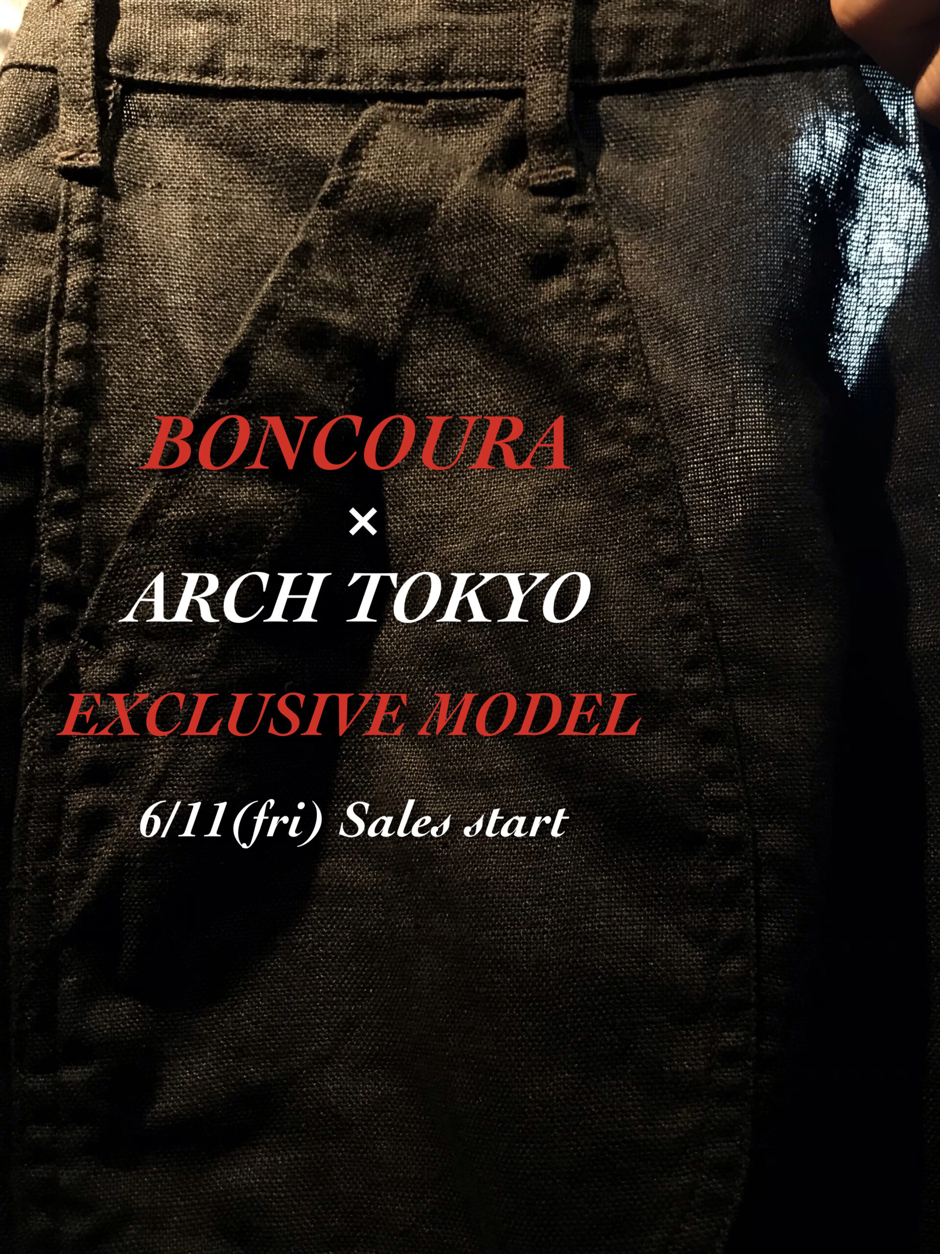BONCOURA × ARCH TOKYO EXCLUSIVE MODEL BLACK LINEN BAKER PANTS