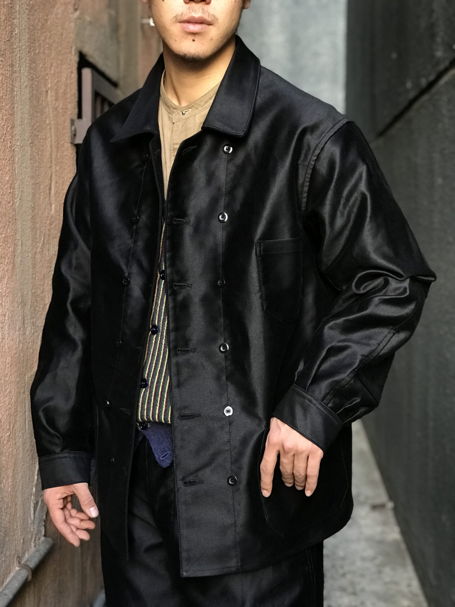 OUTIL VESTE BEAUNEウティ ブラックモールスキン セットアップ - アウター