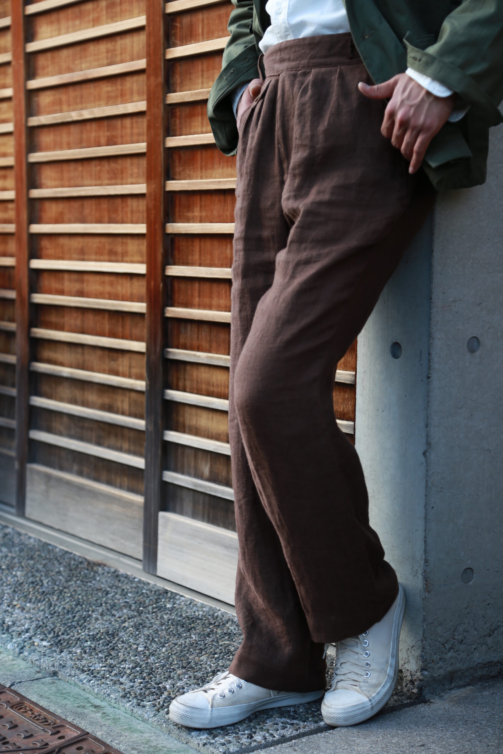 KENNETH FIELD 22ss Arch GRY Hopsack 2P 33 ウール ボトム TROUSER Canonico