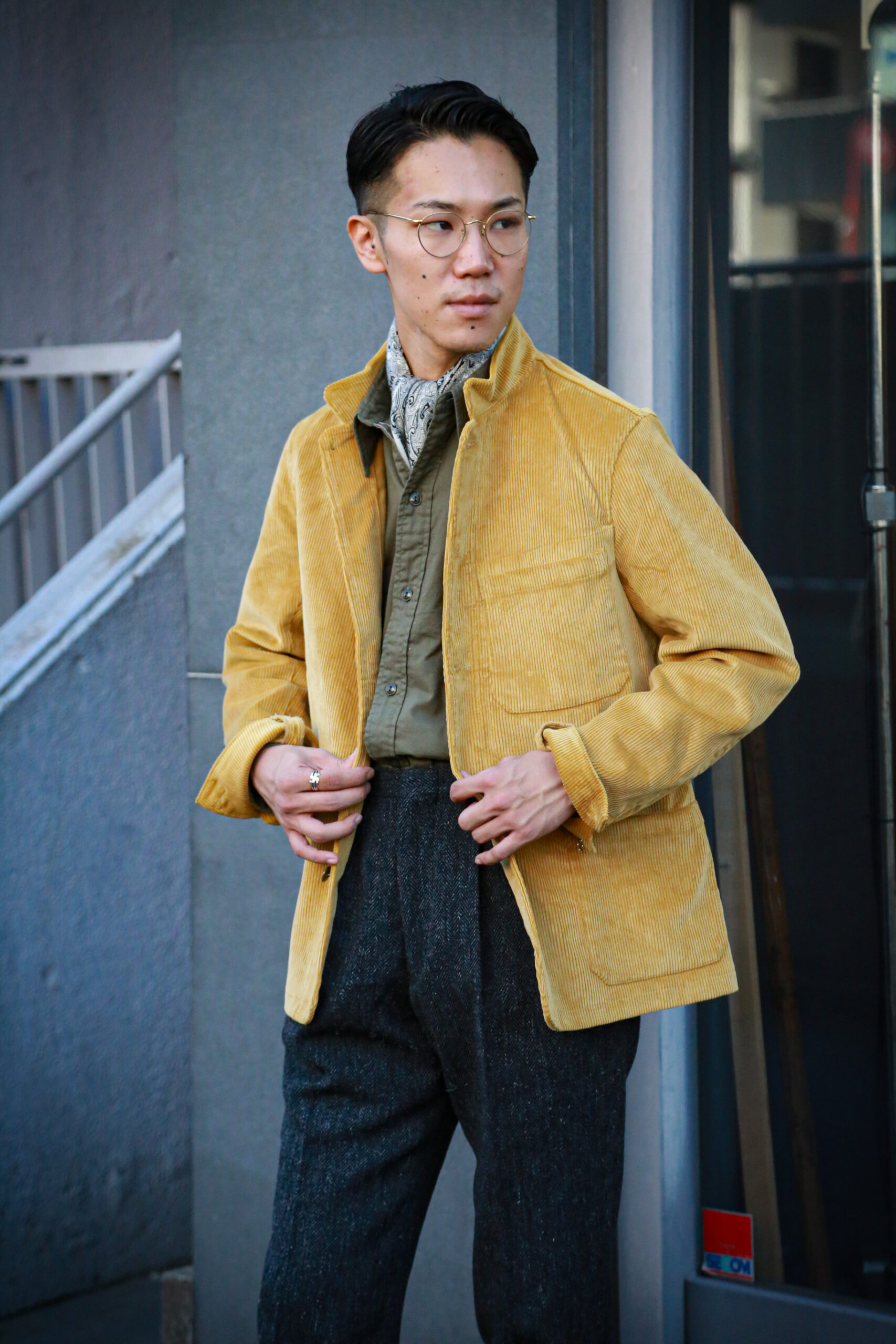 白 フリル付 Arch/British Work Jacket ブリティッシュワーク