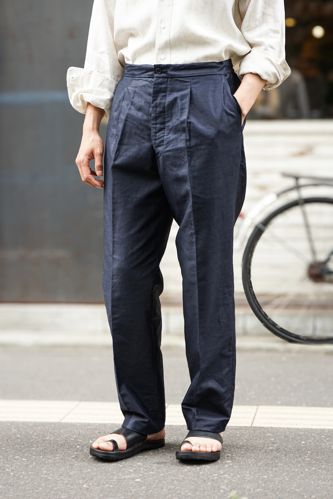EASY TROUSERS COTTON LINEN（NAVY）