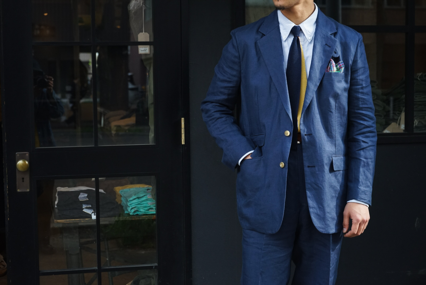 KENNETH FIELD リネンジャケット ネイビー40 セットアップセット